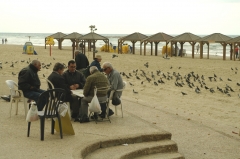 Выходной день в конце декабря на набережной в Тель-Авиве.